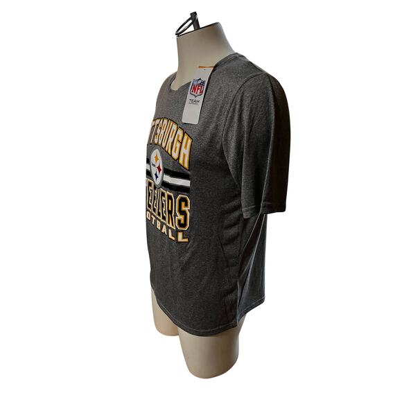 NWT NFL Official Pittsburg Steelers Football SS Gray T-Shirt Size 18/20 Youth - Picture 2 of 4